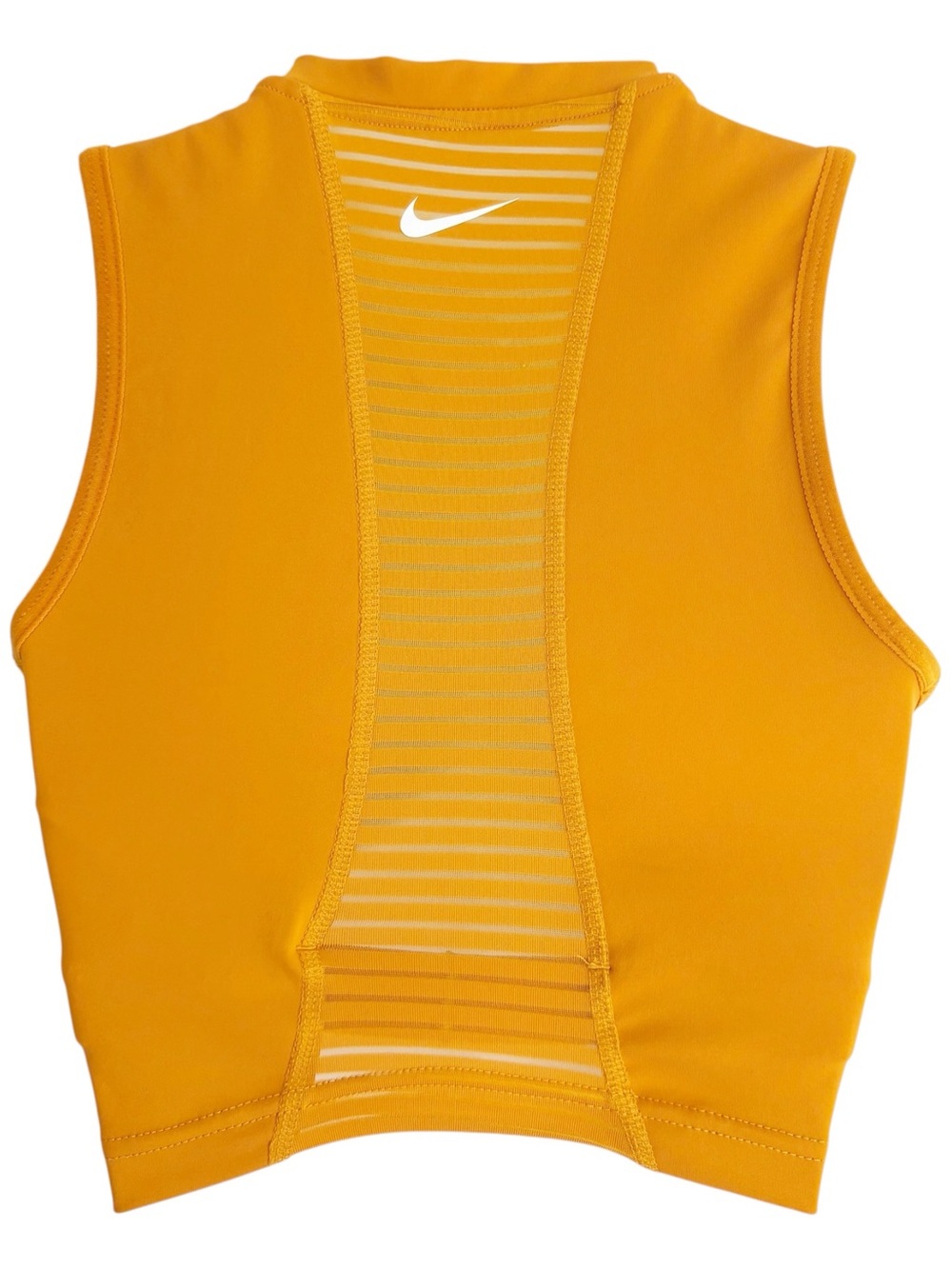 NIKE PRO Dri-Fit Cropped Tank Top Orange Zip Up Side Pockets Shelf Bra XS - Picture 4 of 12
